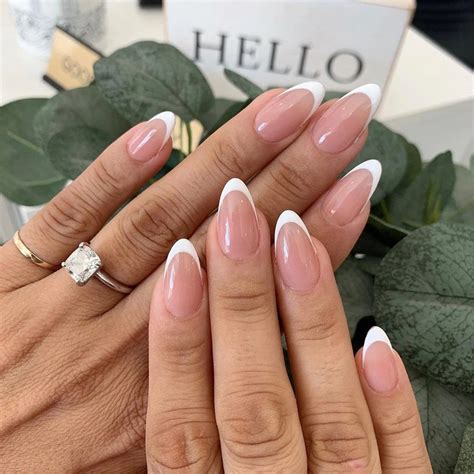 almond shape french tip nails|brown french tip almond nails.